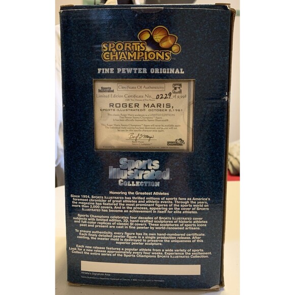 Roger Maris 1998 Sports Illustrated Collection Fine Pewter LE #229/9998 NIB - Picture 7 of 16